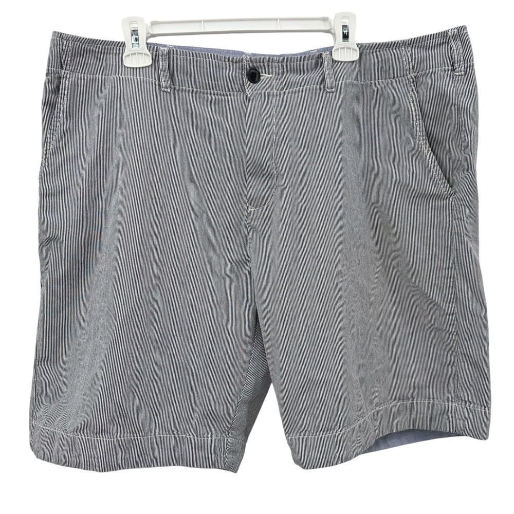 Tommy Hilfiger Seersucker Shorts Navy Blue Cotton Chino 9.5" Inseam Men's 40